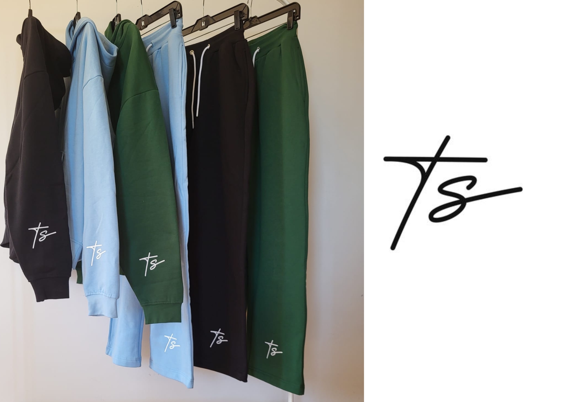 This is the image of the collection of light blue hoodies,Dark green hoodies and black hoodies