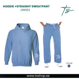 This is an image of Light Blue Hoodie and Straight Light Blue Sweatpants