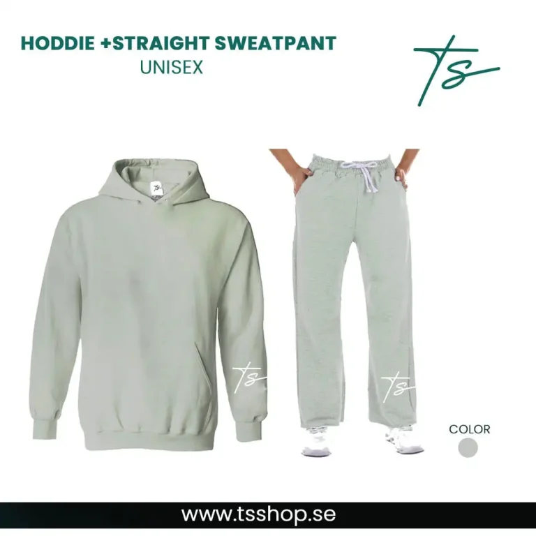 This is an image of White Hoodie and Straight white Sweatpants