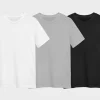 This is an image of basic white grey black t-shirt