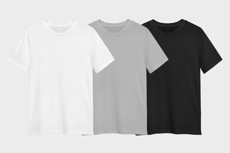 This is an image of basic white grey black t-shirt