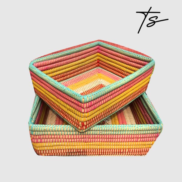 This is an image of Colorful Wicker Basket | Färgrik Flätad Korg