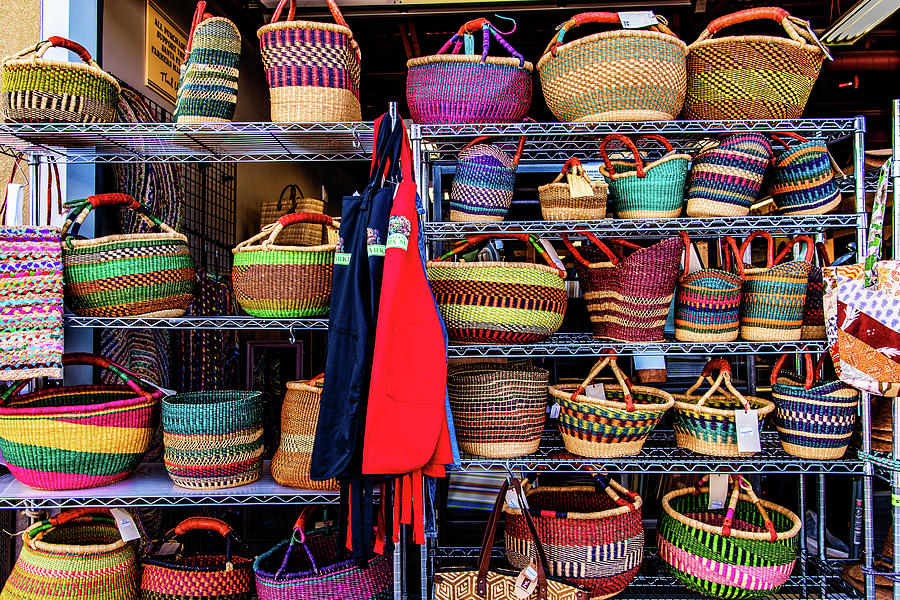 This is an image of Colorful Wicker Basket | Färgrik Flätad Korg