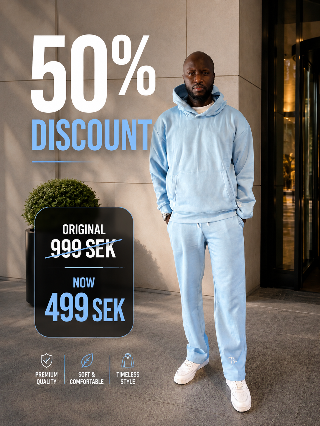 Light Blue Hoodie and Sweatpants Set | Unisex | TS