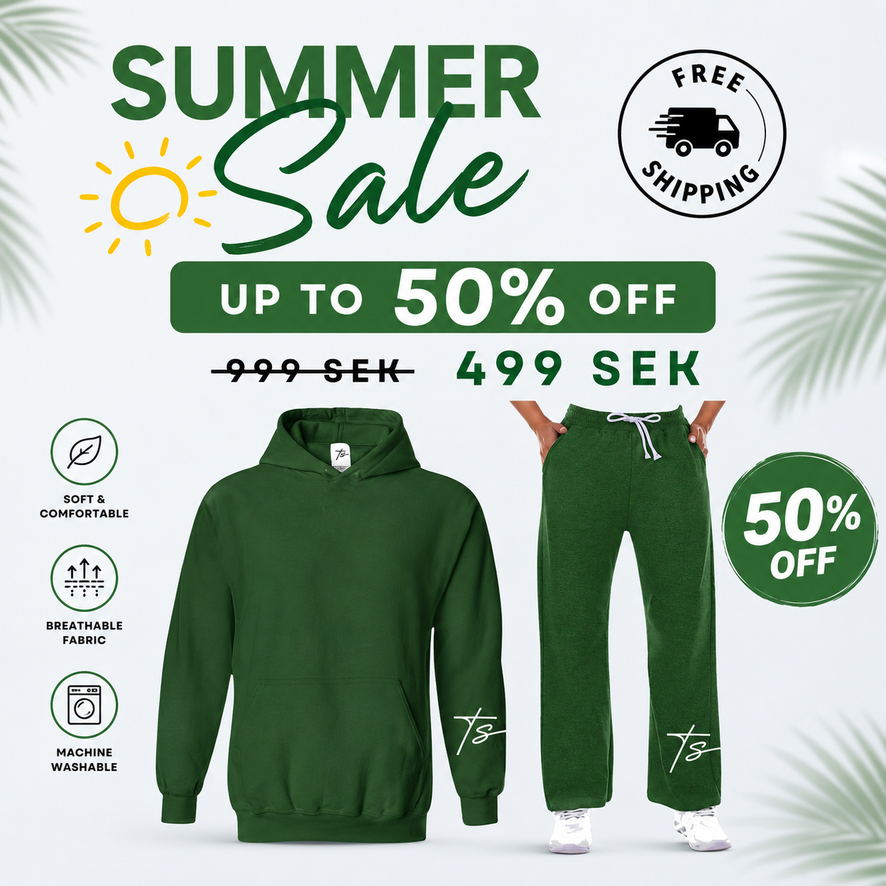 Dark Green Hoodie and Sweatpants Set | Unisex | TS