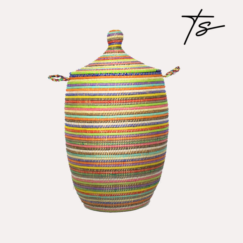 Colorful Basket Pot with Lid | Färgglad Korg Kruka Med Lock | TS